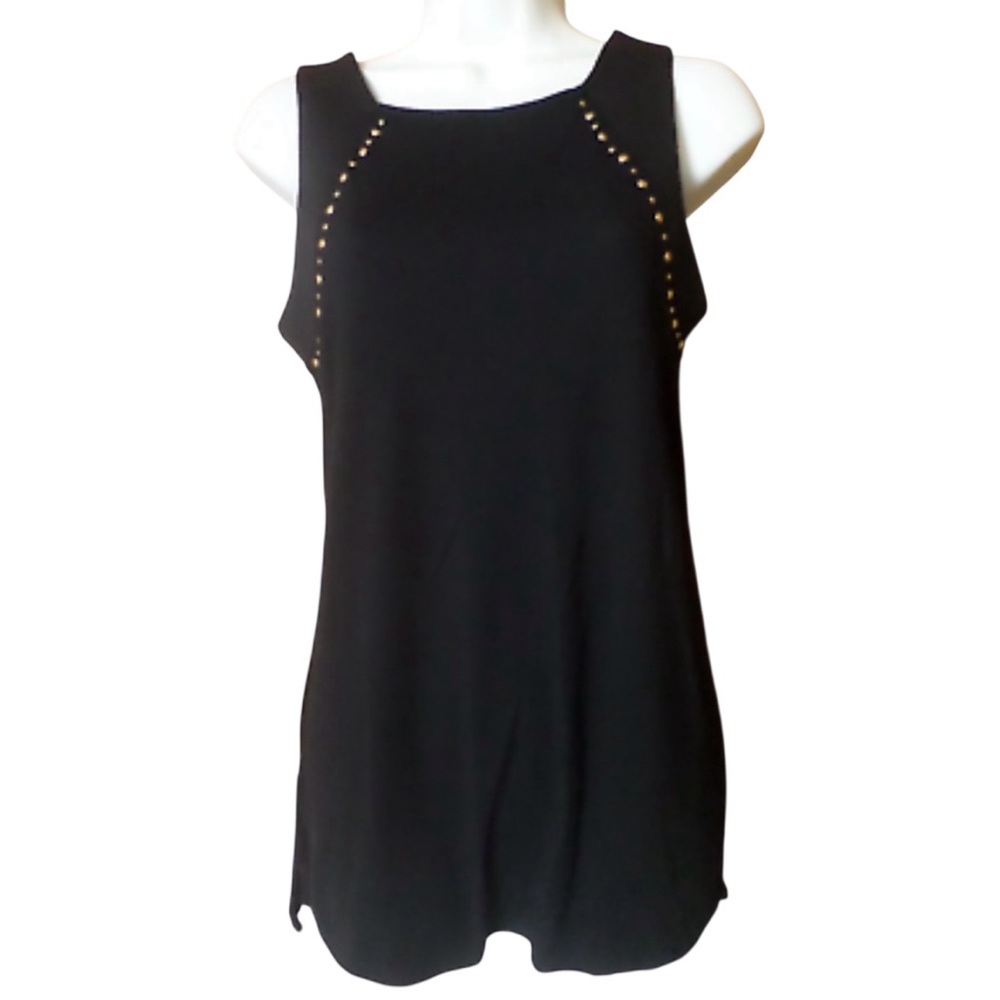 JLO Jennifer Lopez Black Gold Beaded Sleeveless Top XL